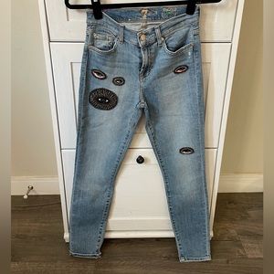 7 for all man kind beaded eyes slim ankle jeans